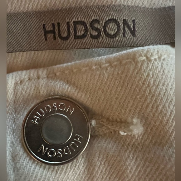 Hudson cream carpenter "Fashion Pant" denim sz 27 cargo pockets stretch mid rise - Picture 6 of 10